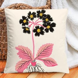 Pillow Flower Cover Simple Painting Printed Covers Linen Waist Pillowcase Living Room Chair Sofa Home Decoration