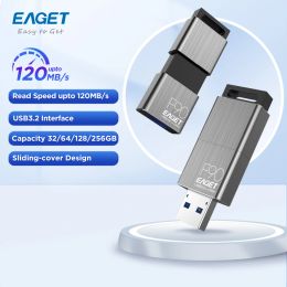 EAGET F90 USB 3.2 Flash Drive 256GB 128GB 64GB 32GB Pen Drive Creative Personality High-Speed Push and Pull U Disc