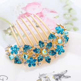 Luxury Rhinestone Alloy Hair Comb Elegant Vintage Accessory Hairpin Crystal Flower Hair Clip Hair Sticks Women Hair Accessories