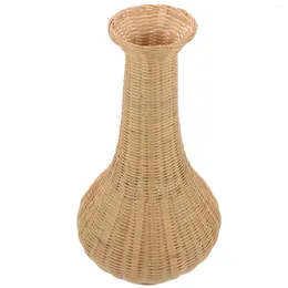 Vases Round Mouth Arrangement Holder Bamboo Vase Rustic Decor For Living Room Decorations