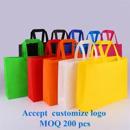 Sacos de armazenamento 20 peças, logotipo impresso personalizado, presente, saco não tecido/promoção, alça manual, saco de pano não tecido para moda/compras