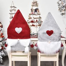 Chair Covers 1pc Christmas Love Forest Elderly Faceless Dwarf Set Holiday Decoration Dining Room