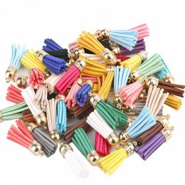 20/50pcs 35Color Gold Sliver Cap Suede Faux Leather Tassel Earrings Pendant Diy Keyring Charms Jewelry Making Supplies Wholesale