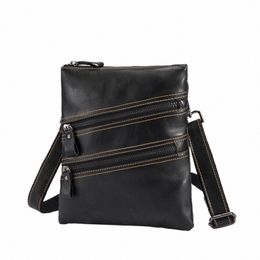 quality Leather Male Design Shoulder Menger bag Casual fi Cross-body Bag 9" Tablet School University Student bag 304 C8Fd#
