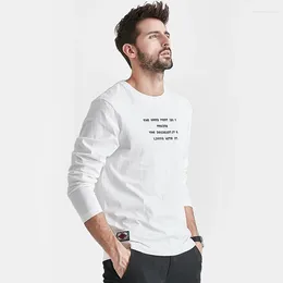 Men's Jackets 220g Double Yarn Soft Spring Letter Embroidery Inner Top Bottom White Pure Cotton Long Sleeved T-shirt For Men