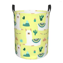 Laundry Bags Basket Fun Llamas Cacti Mountains Garlands Cloth Folding Dirty Clothes Toys Storage Bucket Household