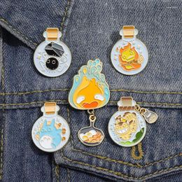 Brooches Individualised Cartoon Glass Bottle Small Flame Brooch Creative Animation Anime Peripheral Metal Badge Accessories Lapel Pin