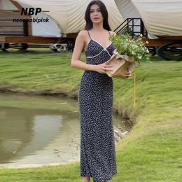 Casual Dresses NEONBABIPINK Floral Print Maxi Dress Elegant Cottagecore Vacation Outfits Womans Clothing Summer Backless Long N70-CG33