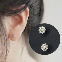 Stud Earrings AIDE 925 Sterling Silver Shiny Exquisite Snowflake Zircon Piercing For Women Wedding Fine Jewellery Gift Brincos