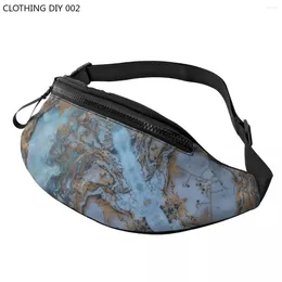 Waist Bags Cool Marble Texture Printing Fanny Pack Women Men Crossbody Bag For Camping Biking Phone Money Pouch