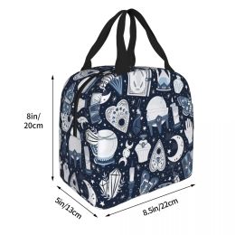 Dark Mystical Insulated Lunch Bags High Capacity Tarot Occult Witch Magic Boho Lunch Container Cooler Bag Lunch Box Tote Picnic