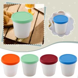 Storage Bottles Round Plastic Ice Cup With Wide Mouth And Sealed Silicone Lid Dessert Container For Sweet Treats Freezer Bins