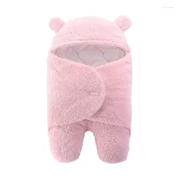 Blankets Hooded Swaddle Blanket Soft Warm Stroller Wrap Born Cartoon Bear Receiving Double-Layer