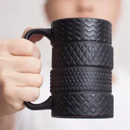 Mugs 350ml Creative Tyre Ceramic Mug Large Capacity Porcelain Coffee Milk Tea Black Cups Novelty Gifts