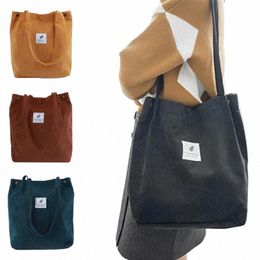 new Corduroy Shoulder Bag for Women Cott Cloth Versatile Handbag Solid Color Eco Shop bag 2023 Ladies Reusable Totes Bags n8k1#