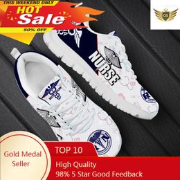 Casual Shoes Nursing Design Vulcanised Comfortable Gym Outdoor Running Sneakers Lace Up Print Flats Footwear