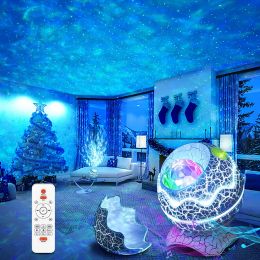 Galaxy Starry Sky Projector Light Bluetooth Speaker Ocean Waves with Remote Control White Noise for Children Gift Dinosaur Eggs