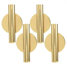 Decorative Flowers 4Pcs Wall-Mounted Flower Tube Wall Metal Vase Decoration Stand Dry For Displaying Gold