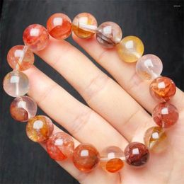 Link Bracelets Natural Colored Fire Quartz Hematoid Bracelet Handmade Crystal Jewelry Stretch Bangle Children Birthday Gift