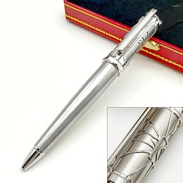 Santos-Dumont De CT Heptagon Embossed Spider Net Silver Luxury Ballpoint Pen Trim With Serial Number Writing Smooth