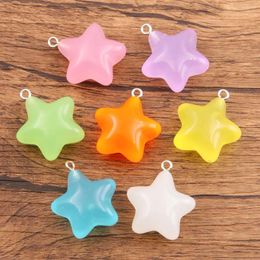 Charms 10Pcs 23X26mm 7 Color Colorful Five-pointe Lnoctilucent Resin Cabochons Necklace Keychain Pendant DIY Making Accessories