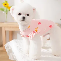 Dog Apparel Print Pet Vest Yorkshire Flared Sleeve Clothing Summer Thin Section Comfortable Clothes Pink Puppy T-shirt