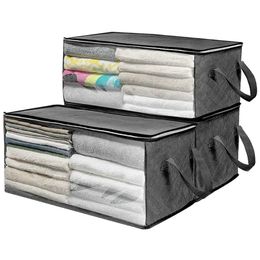 Large Capacity Folding Under Bed Quilt Blanket Home Clothes Storage Bag Durable Dustproof Zipper Closure Organiser With Handle