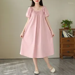 Party Dresses 2024 Arrival Korea Style Square Collar Folds Sweet Girl's Chic Summer Dress Lady Work Fashion Women Casual Midi