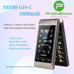 YEEMI G10-C Flip Mobile Phone For Elderly GSM 2G 5900mAh Battery Dual Sim Flashlight FM Cheap Cellphone Celular 3.0 Touch Screen