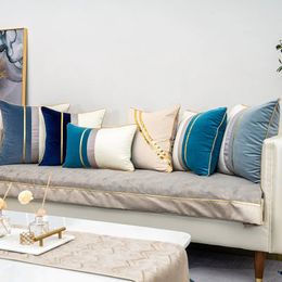 Fashion Design Velvet Cushion Cover 45x45cm 30x50cm Home Decor Patchwork Golden Line Sofa Pillow Cover Home Pillowcase