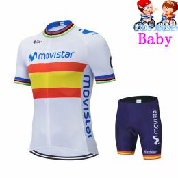 Pro Movistar New Kids Cycling Jersey 2022 Bike Shorts Boys Road Mountain MTB Bicycle Clothes Maillot Ropa Ciclismo Summer Hommer