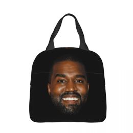 Kanye Face Insulated Lunch Bags High Capacity Funny Meme Meal Container Thermal Bag Lunch Box Tote College Outdoor Men Women