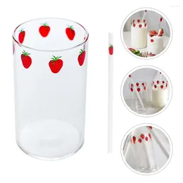 Wine Glasses Strawberry Glass Heat-resistant Cup Milk Student Gift Liquid Tableware Clear Disposable Cups