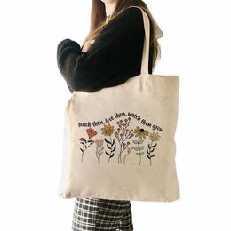 teach Them Love Them Watch Them Grow Fr Print Canvas Shoulder Bag Teacher's Day Gift Tote Bag Perfect for Ccerts c26n#