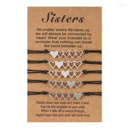 Charm Bracelets 5 Pcs Sister Friend Bracelet Friendship Ie Matching Heart Long Distance For Creative Gift Girl Women Daught