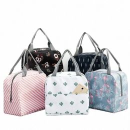 functial Pattern Cooler Lunch Box Portable Insulated Canvas Lunch Bag Thermal Food Picnic Lunch Bags For Women Kids T39z#