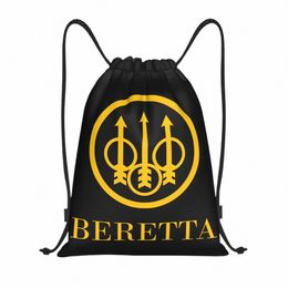 beretta Drawstring Backpack Sports Gym Bag for Women Men Military Gun Lover Shop Sackpack b5KG#