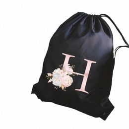 drawstring Bags Simple Pink Letter Print Men Sport Bags Drawing Bags Small Fabric Bag Black Customise Childrens School Backpack N4t3#