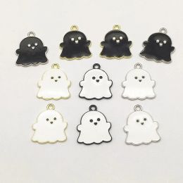 charms New Arrival! 22x18mm 100pcs Enamel Pendants Zinc Alloy Ghost Charm For Halloween Handmade Jewelry Necklace Earrings DIY Parts