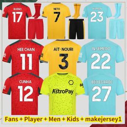 24 Woerhampton WOES SOCCER Jerseys Home NUNES 27 NEVES 8 KILMAN 23 NETO 7 CUNHA 12 PODENCE 10 KALDZIC 18 2023 2024 Jersey Men Kids Football Shirts Man