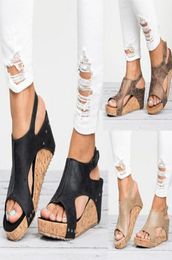 Wedges Sandals Summer Women Platform Heels Sandalias Mujer Woman Leather Wedge Flip Flops Casual Shoes Size 35435536774