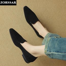 Casual Shoes Brown Women Loafers Fashion Suede Leather Pointed Toe Flats Shallow Ladies Ballet Soft Flat Driving