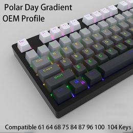 OEM Novelty Mechanical Keyboard PBT Keycaps Gradient Black Letter Light Through Teclado PC Gamer Backlit RGB pbt Custom Key Caps