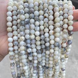 Natural White Opal Beads Round Loose Spacer Beads for Jewellery Making 15"strand 6 8mm Gemstone DIY Bracelet Necklace Accessories