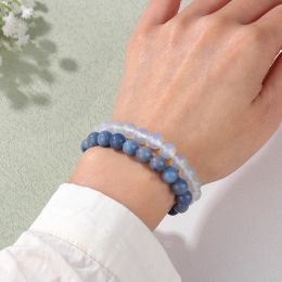 2pcs Natural Stone 8mm Beads Bracelet Lapis Lazuli Amethysts Pink Quartzs Turquoises Bracelets For Women Men Couple Yoga Jewelry