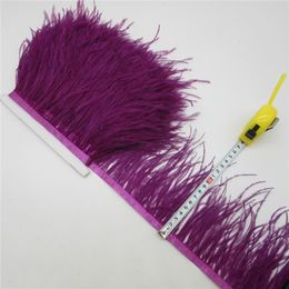 Wholesale 10Yards Natural Ostrich Feather Ribbon, Length 10-15cm Feather Trim Fringe DIY Costumes Sewing Clothing Accessories