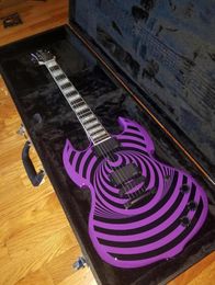 Promotion Custom Zakk Wylde Audio Purple Barbarian Black Bullseye SG Electric Guitar Large Block Inlay Black Hardware China EMG2695457