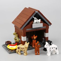 MOC Animals Goat Building Blocks Farm Dog Pig Chicken Cowshed Rain Forest Plant Accessories Grass Flower Mini Brick Kid Toy Gift