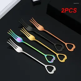 Spoons 2PCS 304 Stainless Steel Dessert Cake Tools Coffee Honey Soup Stirring Cutlery Spoon Set Forks Travel