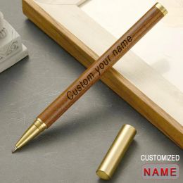 Custom Engraving Wooden Gel Pen School Teacher Gift Luxury Stationery Office Accessories Pretty Lettering Markers Writing Korean